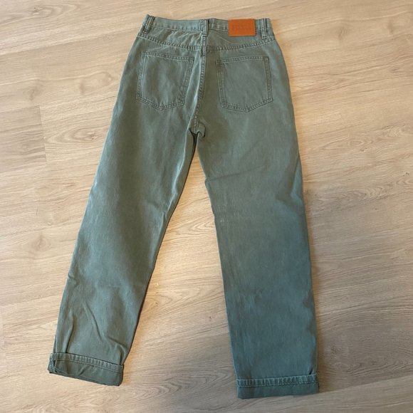 Princess Polly Holly Asymmetric Straight Leg Jean Green Denim - Picture 5 of 6